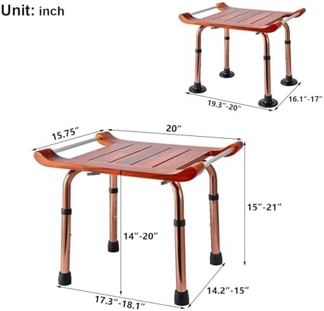 Teak shower bench with integrated arms — photo 5