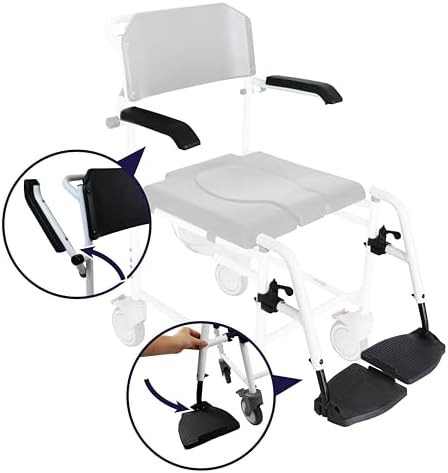 Black rolling shower chair with brakes — photo 4