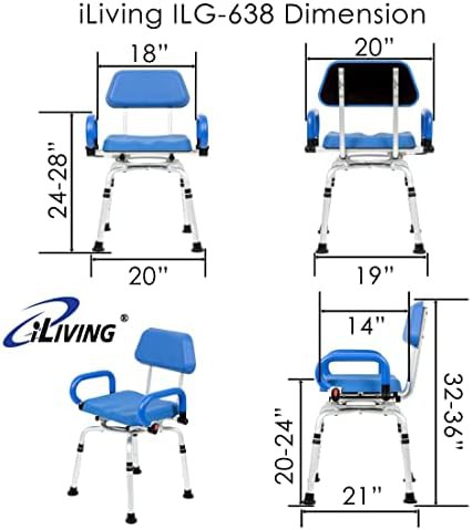 Padded swivel shower chair with arms — photo 5