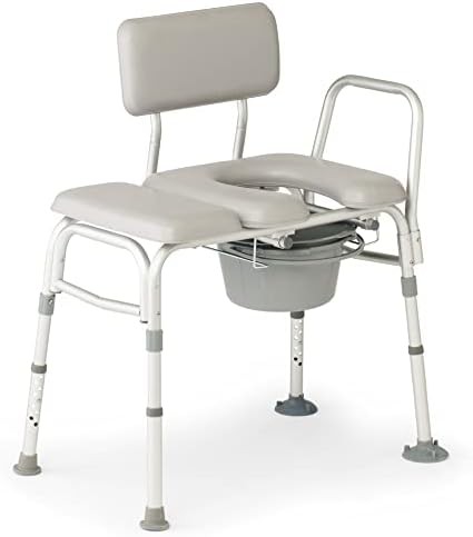 Padded transfer bench and commode combination