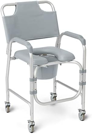Padded shower chair commode with casters