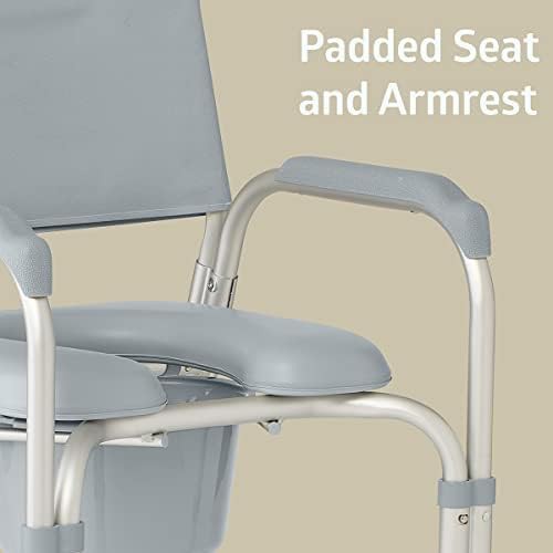 Padded shower chair commode with casters — photo 3