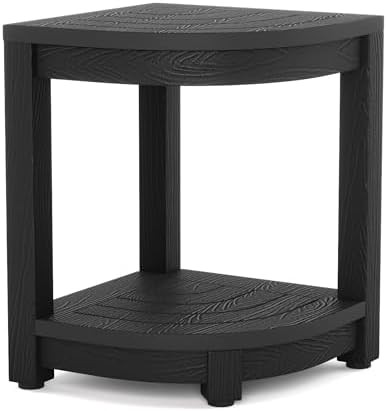 Black corner shower stool with storage