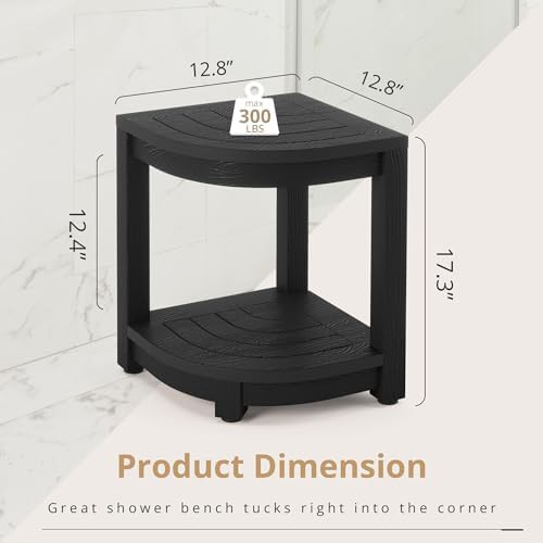 Black corner shower stool with storage — photo 3