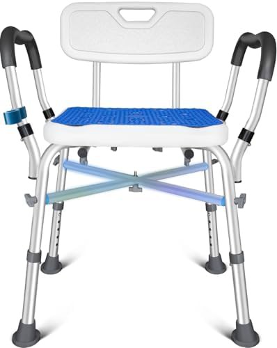 Aluminum shower chair with armrests