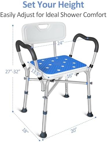 Aluminum shower chair with armrests — photo 3
