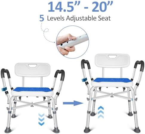 Aluminum shower chair with armrests — photo 4