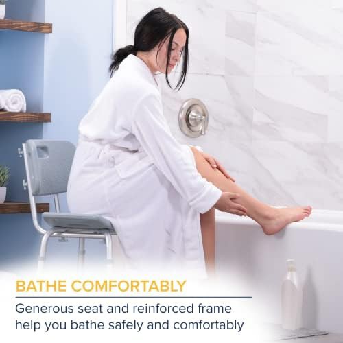 Gray bathroom bench and raised toilet seat — photo 3