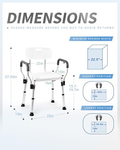 Heavy duty shower chair with backrest — photo 3