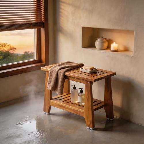 Heavy duty teak shower bench 24 inch — photo 3
