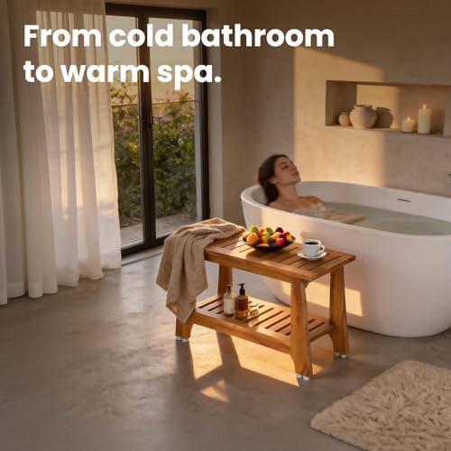 Heavy duty teak shower bench 24 inch — photo 4