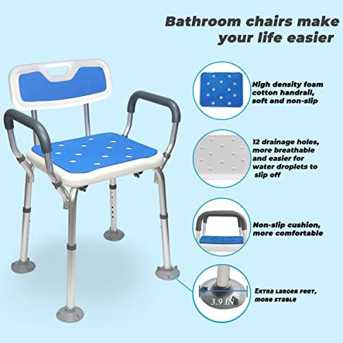 Padded aluminum shower chair with arms — photo 3