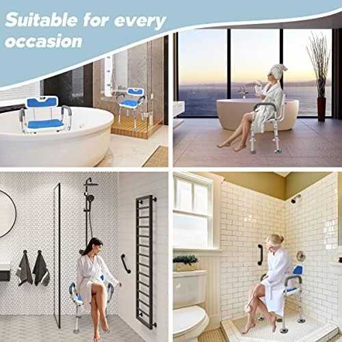Padded aluminum shower chair with arms — photo 4