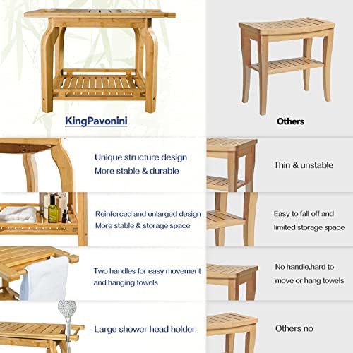 Large 25 inch bamboo shower bench — photo 4