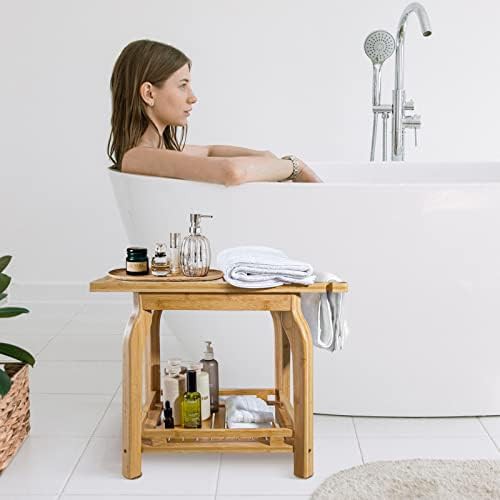 Compact 16 inch bamboo shower stool — photo 5