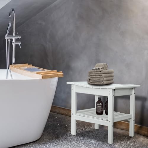 White HDPE shower bench with storage — photo 5