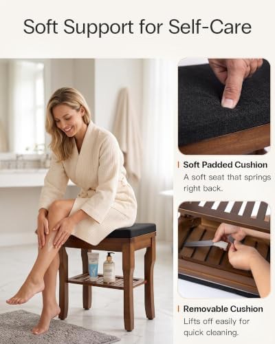 Bamboo Shower Stool with Removable Cushion — photo 4