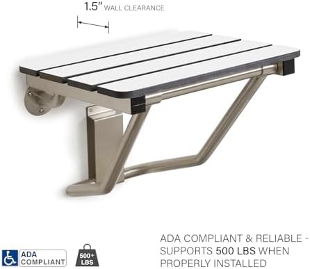 White Slatted Folding Transfer Bench 28 Inch — photo 3