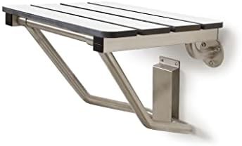White Slatted Folding Transfer Bench 28 Inch — photo 4