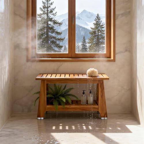 Extra wide teak shower bench 30 inch — photo 2
