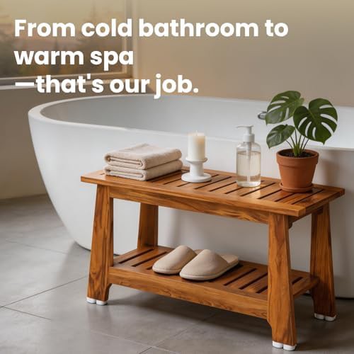 Extra wide teak shower bench 30 inch — photo 3