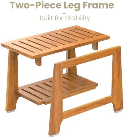 Extra wide teak shower bench 30 inch — photo 5