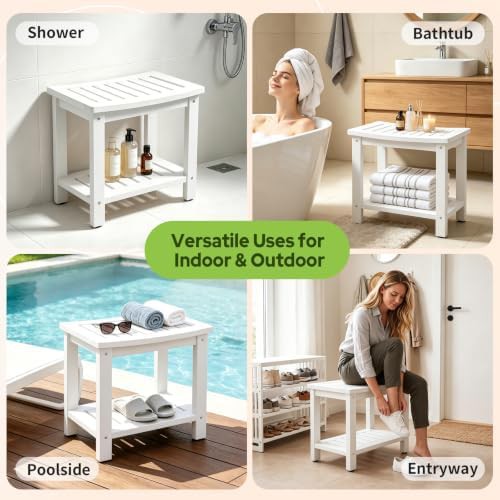 White poly lumber waterproof shower stool — photo 4
