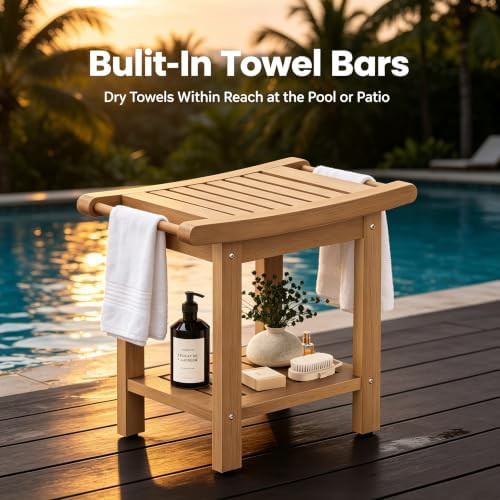 Poly lumber shower bench with built-in handles — photo 4