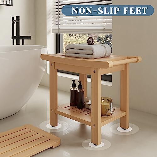 Poly lumber shower bench with built-in handles — photo 5