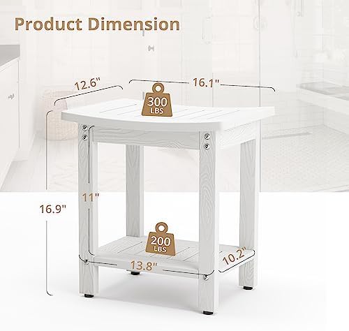 White corner poly lumber shower bench — photo 3