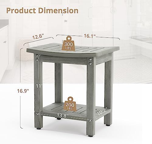 Gray waterproof spa stool for inside shower — photo 3