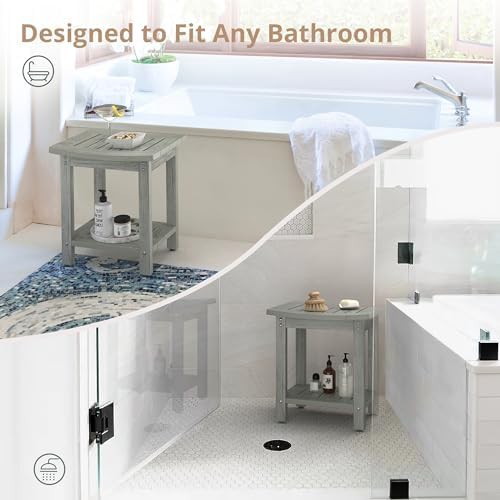 Gray waterproof spa stool for inside shower — photo 4