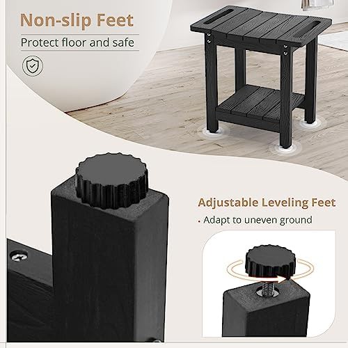 Black poly lumber shower chair with shelf — photo 3