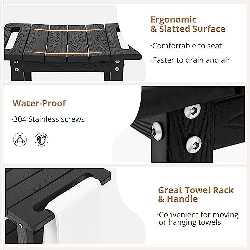 Black poly lumber shower chair with shelf — photo 4