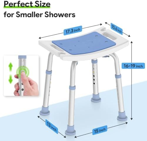 Adjustable height aluminum shower stool — photo 3