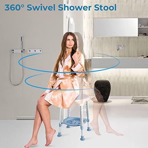 Blue swivel seat shower stool 300 lbs — photo 3