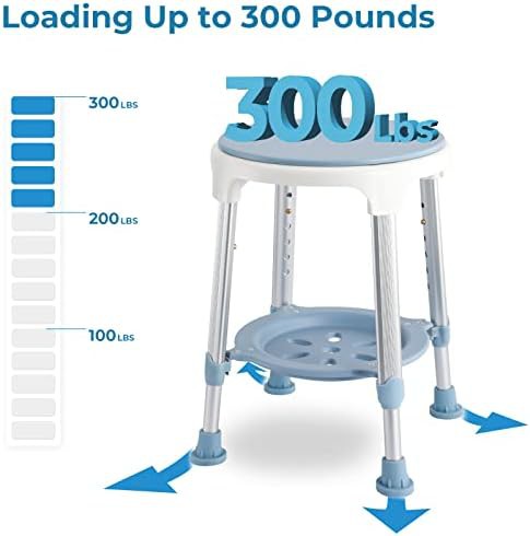 Blue swivel seat shower stool 300 lbs — photo 4