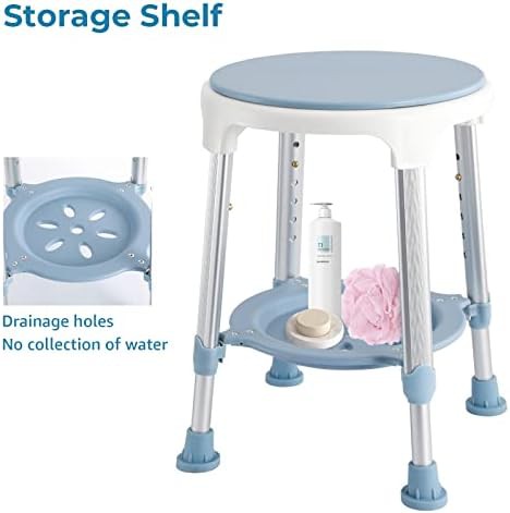 Blue swivel seat shower stool 300 lbs — photo 5
