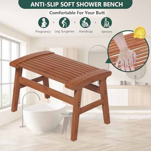 Bamboo shower chair with non-slip seat — photo 4