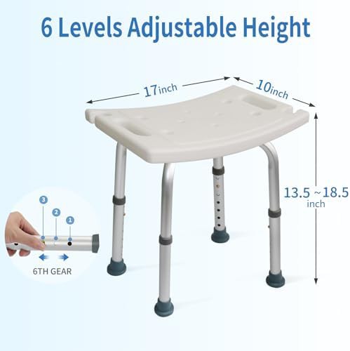 Adjustable height tool free shower stool — photo 3