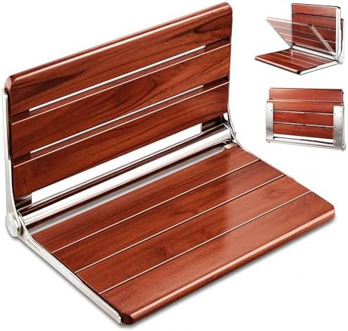 Teak fold down shower bench 18 in