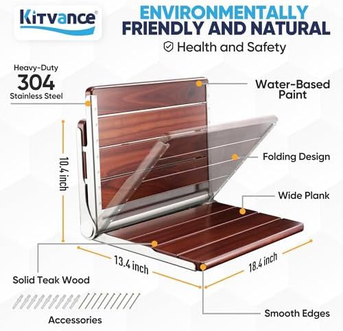 Teak fold down shower bench 18 in — photo 5