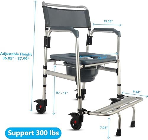 Aluminum swivel wheel commode shower chair — photo 3