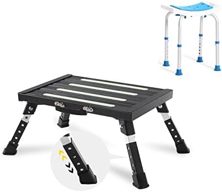 RV step and non slip shower chair