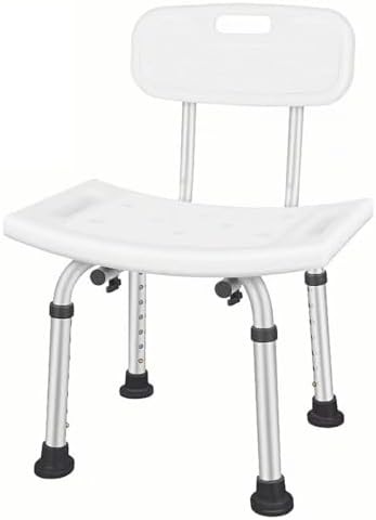 White shower safety chair with backrest