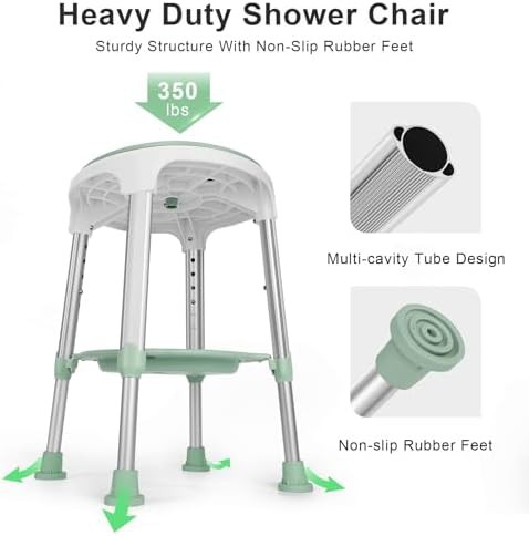 Swivel shower stool with storage tray — photo 3