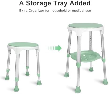 Swivel shower stool with storage tray — photo 5