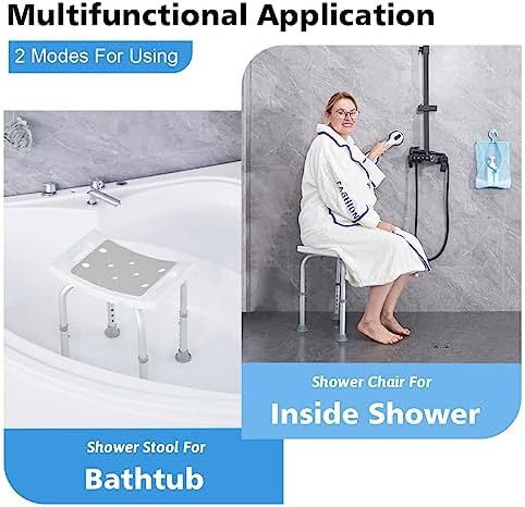 Adjustable Shower Chair with Included Grab Bar — photo 5