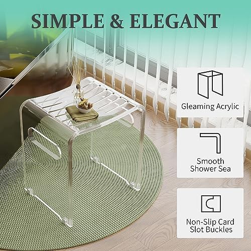 Clear acrylic modern shower bench stool — photo 3