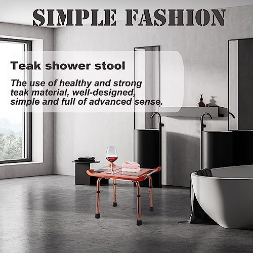 Teak shower bench with adjustable handles — photo 3